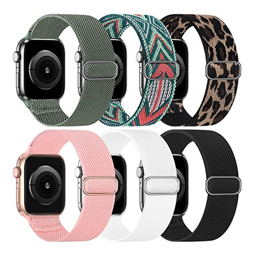 6 Packs Nylon Stretchy Bands Compatible Con Apple Watch Band