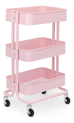 Carrito Auxiliar Multiusos 3 Niveles Rosa