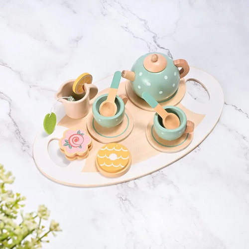 Juego De Té De Madera De 15 Piezas Para Toy Kitchen 1ez