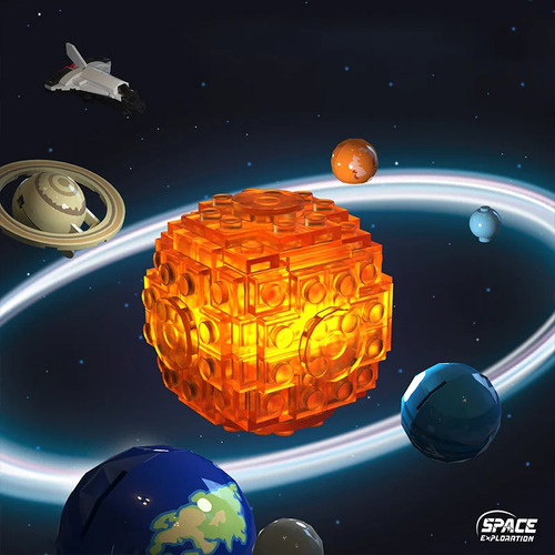 Modelo De Bloque De Construcción De Sistema Solar, Estilo Mo