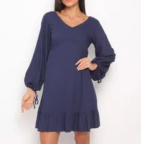 Comprar Vestido Curto Babados Manga Longa Mercatto 