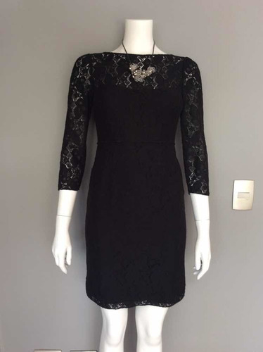 Po Vestido Negro De Encaje Elie Tahari, Talla Xs/36.