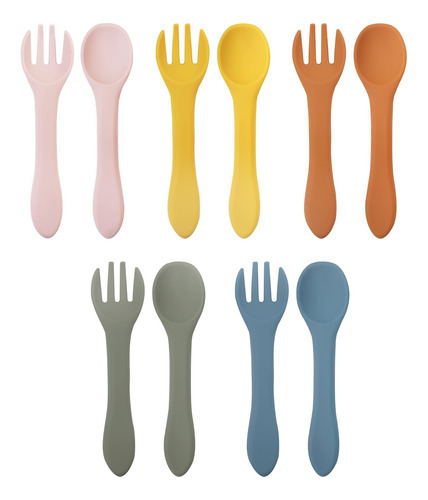 10 Pcs Silicone Baby Spoons And Baby Forks, Chewable Baby Ut