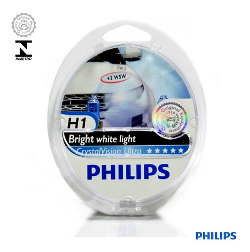 Kit Lâmpada Super Branca Philips H1 4300k 55w Crystal Vision