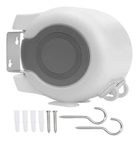 Tendedero Retractil Doble Linea Colgador Pared Cuerda Blanco