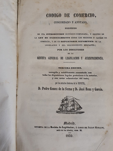 Libro:codigo De Comercio-gomez De La Serna-madrid 1859