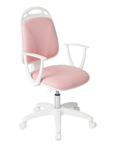 Silla de escritorio Diva Neumatica ergonómica rosa y blanca con tapizado de cuero sintético