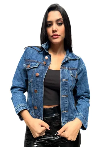 Jaqueta jeans com best sale corrente
