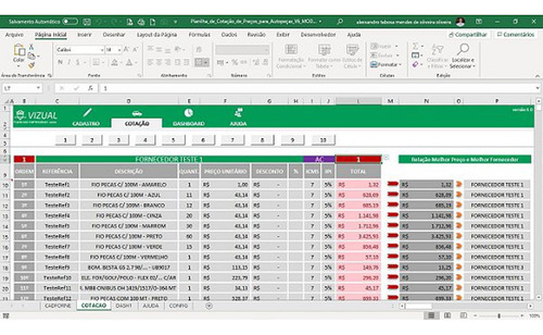 Planilha De Cotação De Preços Para Autopeças Em Excel 6.0