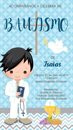 Video Tarjeta Invitación Digital Virtual - Bautismo De Niño