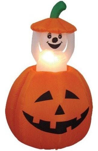 Adorno Calabaza Inflable De Halloween Animada Con Luz Led