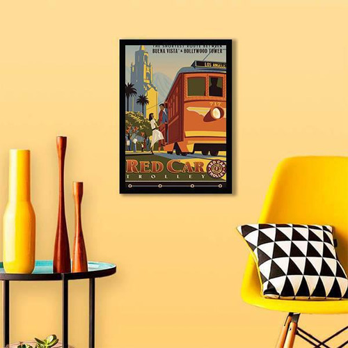 Quadro Decorativo Cartaz Retrô Bonde Los Angeles 45x34cm