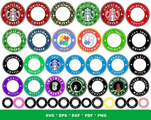 Imagen 9 de 9 de Plantillas Sublimación Vectores Multiuso Tazas Starbucks
