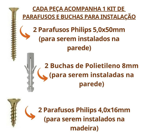 Mão Francesa 50cm - Kit Com 6 Suportes + Parafusos - Cantoneira Industrial - Cor Preto - Suporte para Prateleira de Madeira