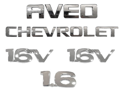 Kit Emblemas Aveo 16v Chevrolet ( 5 Piezas)