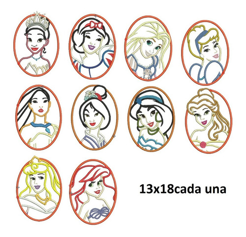 Matrices P Maquinas Bordadoras Princesas Disney Apliqe 13x18