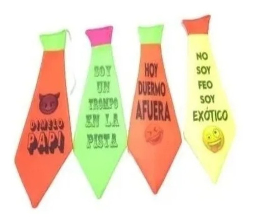 5 Corbatas Fluor Estampadas Cotillon Carioca