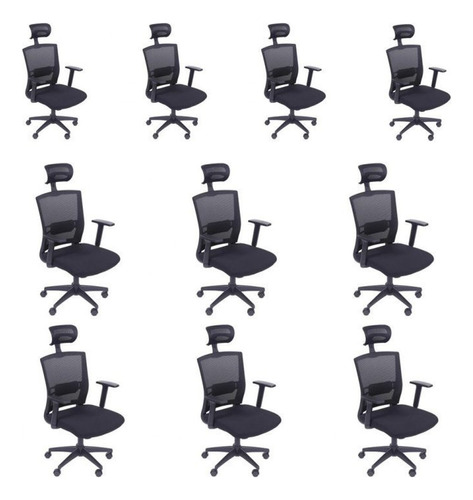 Kit 10 Cadeiras Para Escritório Presidente Nr17 Office Wt