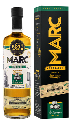 Cachaça MARC Amburana Premium Ouro Envelhecida Alambique Destilaria com caixa 700ml