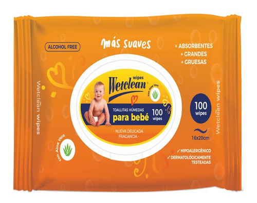 Toallitas Húmedas Wetclean Para Bebé X 100 Un