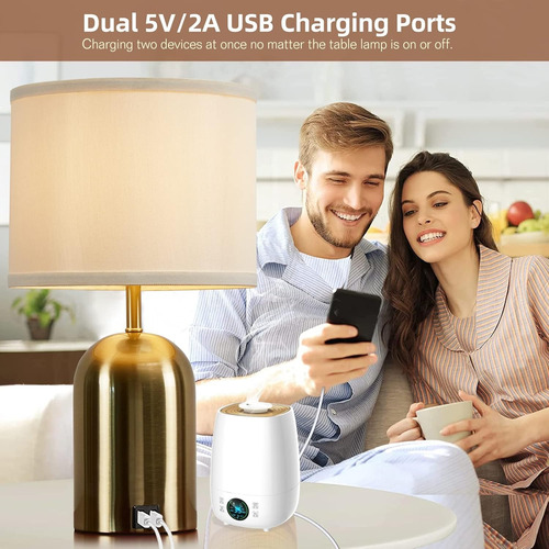 Lámpara Mesa Led Metal Usb Regulable Touch Dorada 2piezas Dorado