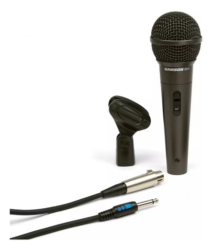 Micrófono Dinámico Samson R31S Con Switch - Cable y Pinza color Negro