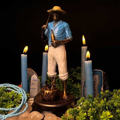 Estátua Pescador (d) - Imagem Umbanda Candomble Cor Dourado