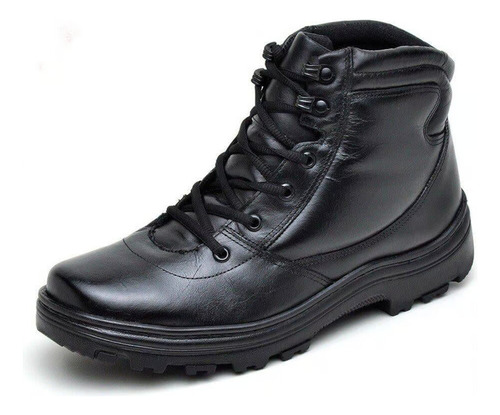 Bota Motociclista Cano Baixo Couro Atron Shoes - 282 - Preta