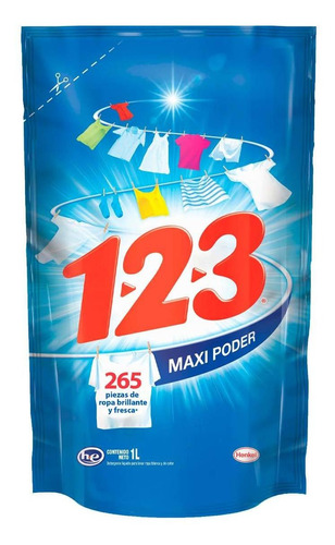 Detergente Líquido 123 Maxi Poder Fresca Blancura 1l