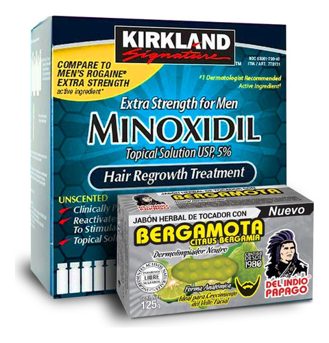 Imagen 1 de 8 de Minoxidil 5% Solución Tópica 6 Meses + Jabón Bergamota 125gr