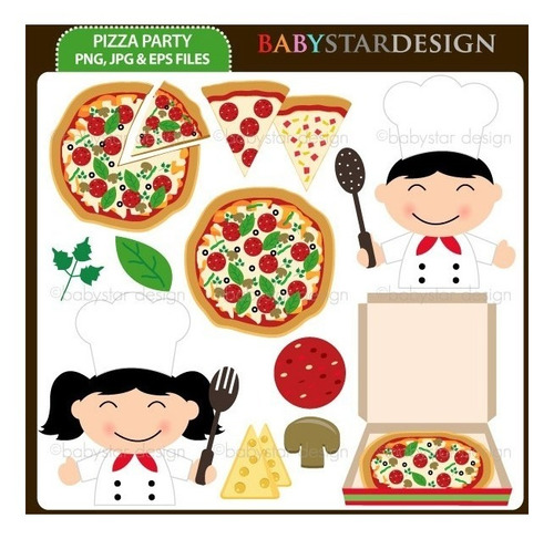 Kit Imprimible Pizza Party Imagenes Clipart Cod 2
