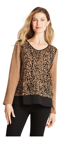 Polera De Lanilla Con Flock Y Blusa Falda Camel