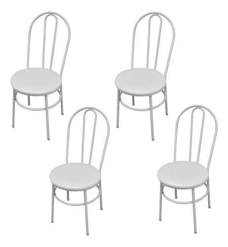 Kit 4 Cadeiras De Jantar Cozinha Milla Em Aço E Courino Estrutura Da Cadeira Branco Assento Gelo Desenho Do Tecido Liso