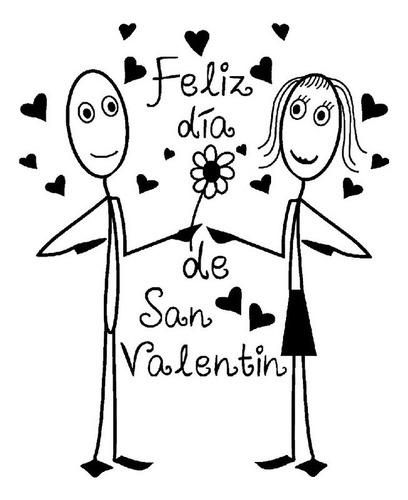 Vinilo Decorativo Feliz San Valentín Hombre Y Mujer