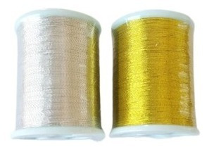 Hilo Plateado - Dorado Para Bordar 100 Yd Pack 2 Unidades