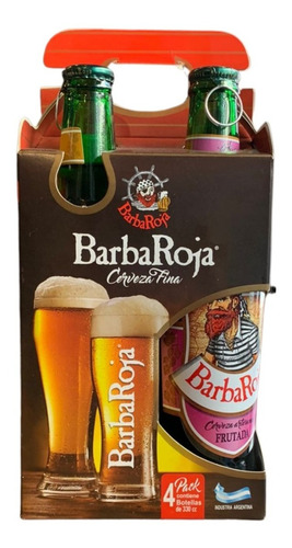 Cerveza Barba Roja 330 Ml Pack X 4. Con Estuche Para Regalo