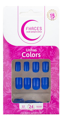 Fhaces Unhas Colors Azul Sky 24 Unidades