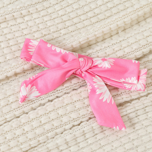 3pcs Conjunto Rosa Con Estampado De Flores Para Bebé Niñas