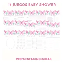 Comprar Juegos Imprimibles Baby Shower - Baby Shower Mariposa Rosa