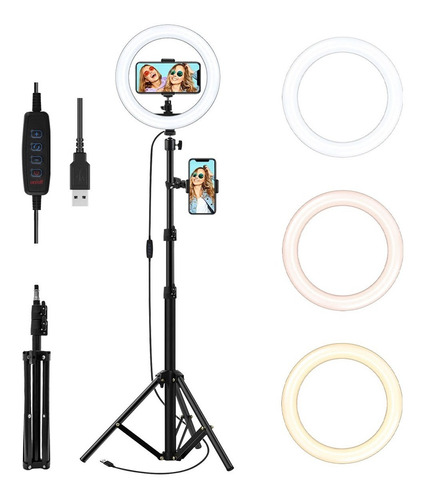 Aro De Luz Con Tripie Anillo Selfie Ajustable Kit 1.2m  Led 