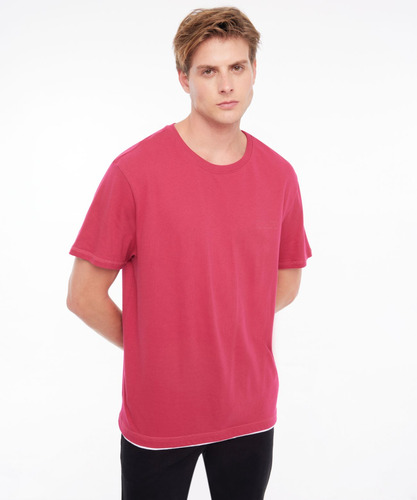 Camiseta Hombre Seven M/c Rosado Algodón 45092223-3043