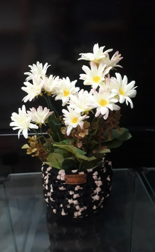 Vasinho De Flor De Crochê Feito Com Malha Para Pendurar