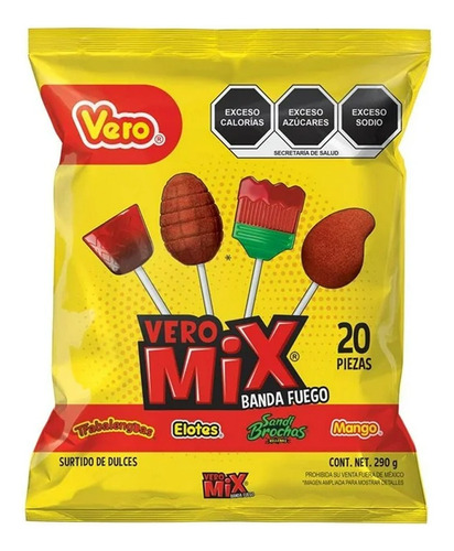 Dulces Vero Paleta Mix Con 20 Pzs C/u (2 Bolsas)