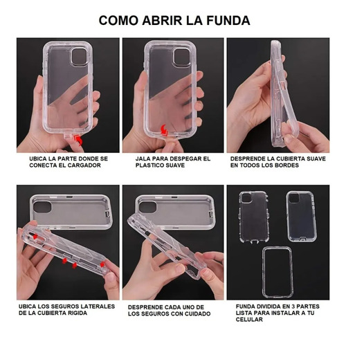 Funda Para Iphone Uso Rudo Alto Impacto Transparente 3 En 1 Transparente Iphone 12