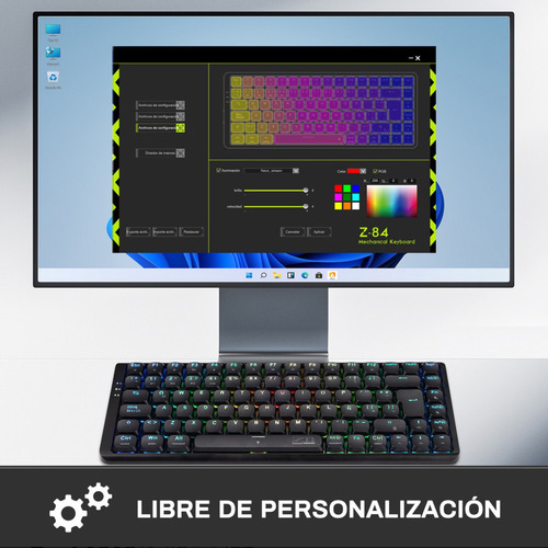 Teclado Mecánico Terport Inalámbrico Z11 Luces Rgb Español Negro Español Latinoamérica (Usado)