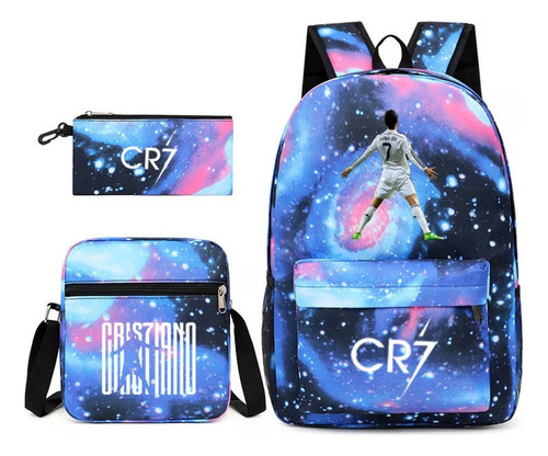 Mochila Galaxy Football Star Cr7, Vista Trasera, Juego De Tr