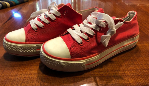 Zapatillas Salmon/rosa De Lona Con Plataforma Alta