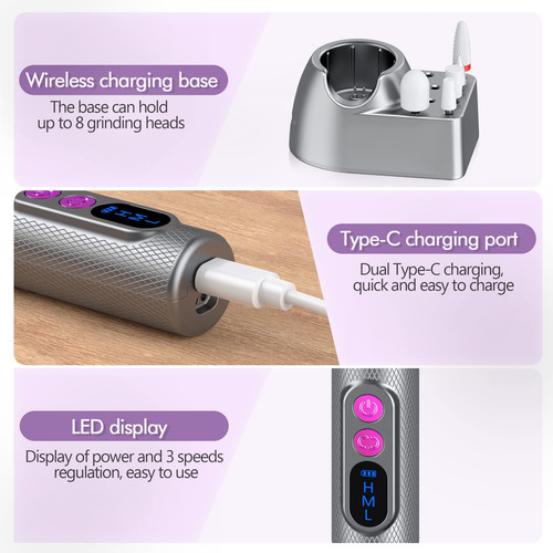 Taladro De Uñas, Taladro De Uñas Eléctrico Inalámbrico Kit P