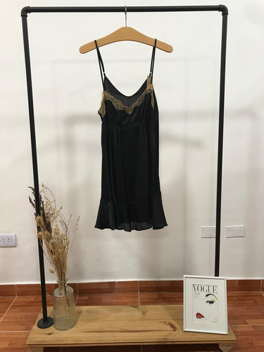 Vestido Negro Con Encaje Beige Rapsodia Talle S No Jaz Gineb