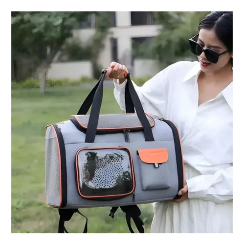 Bolso Transportador Mascotas Naranja Resistente Seguro